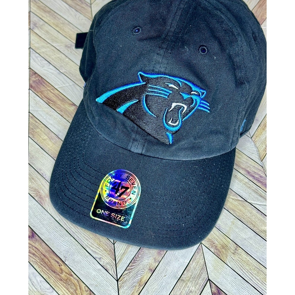 '47 Brand Carolina Panthers Hat Mens One Size Black NFL Adjustable Baseball Cap